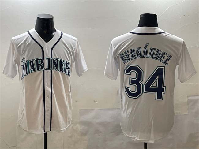 Seattle Mariners #34 Flix Hernndez White Cool Base Stitched Baseball Jersey