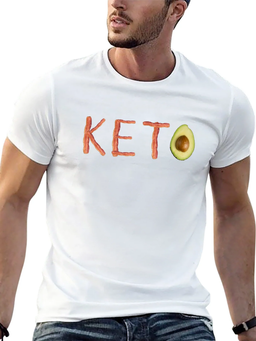 Keto Diet T-Shirt - Bacon and Avocado Design