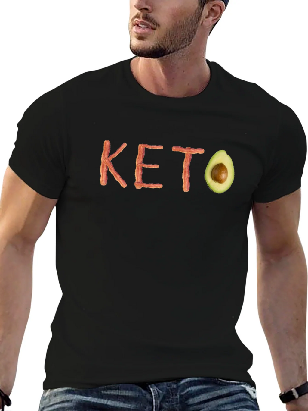 Keto Diet T-Shirt - Bacon and Avocado Design