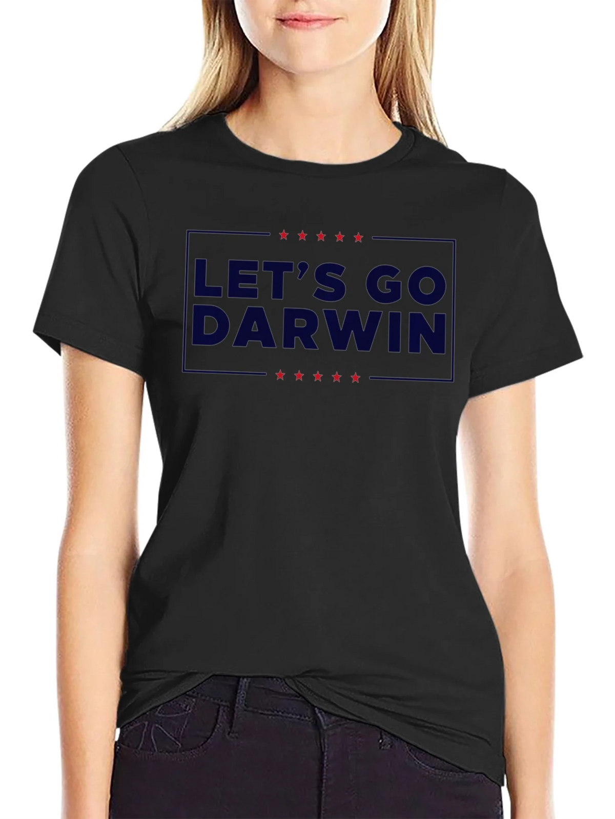 Lets Go Darwin Graphic Tee - Black Crew Neck