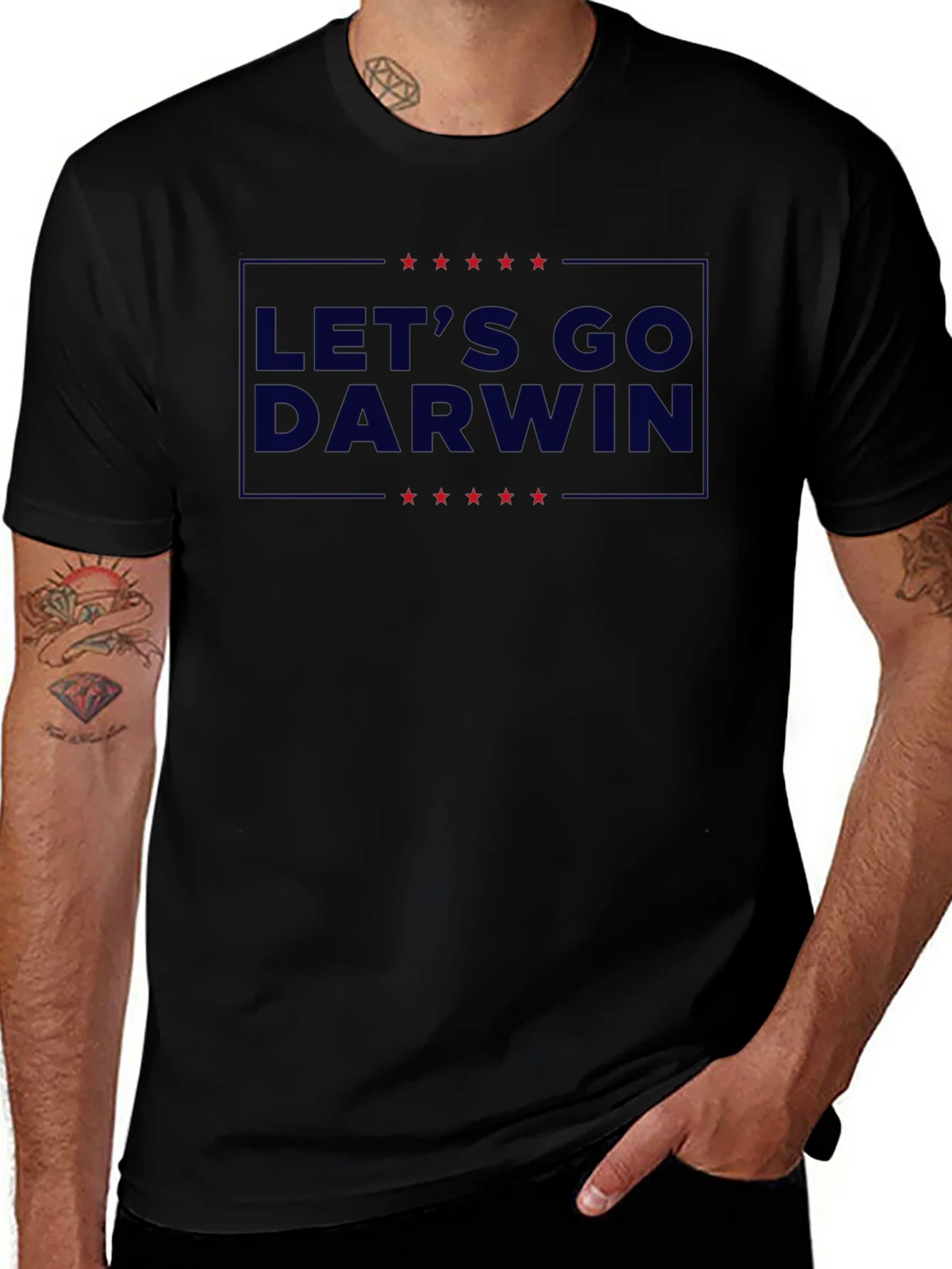 Lets Go Darwin Graphic Tee - Black Crew Neck