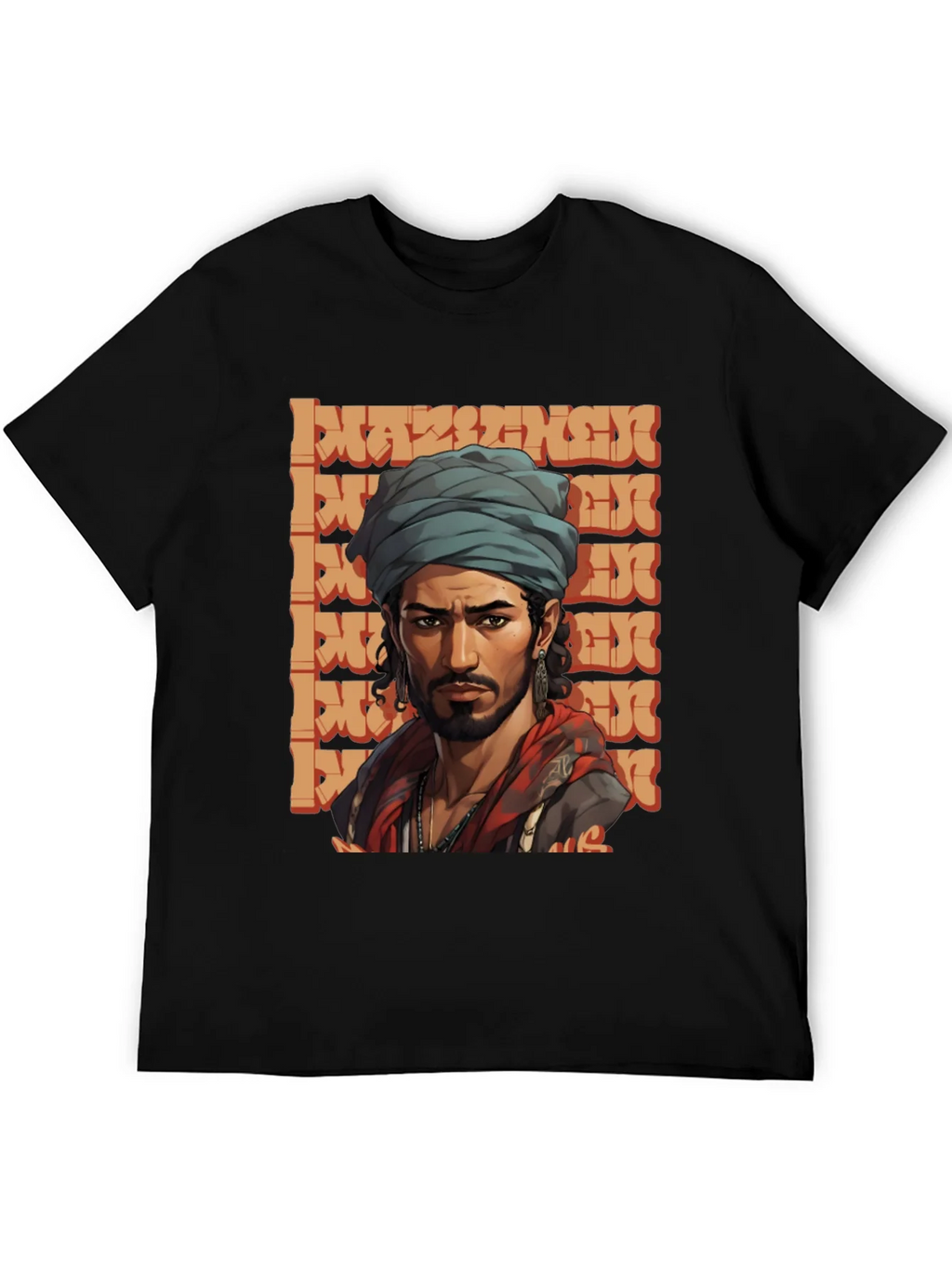 Cool Graphic Tee - Stylish Man with Turban Design