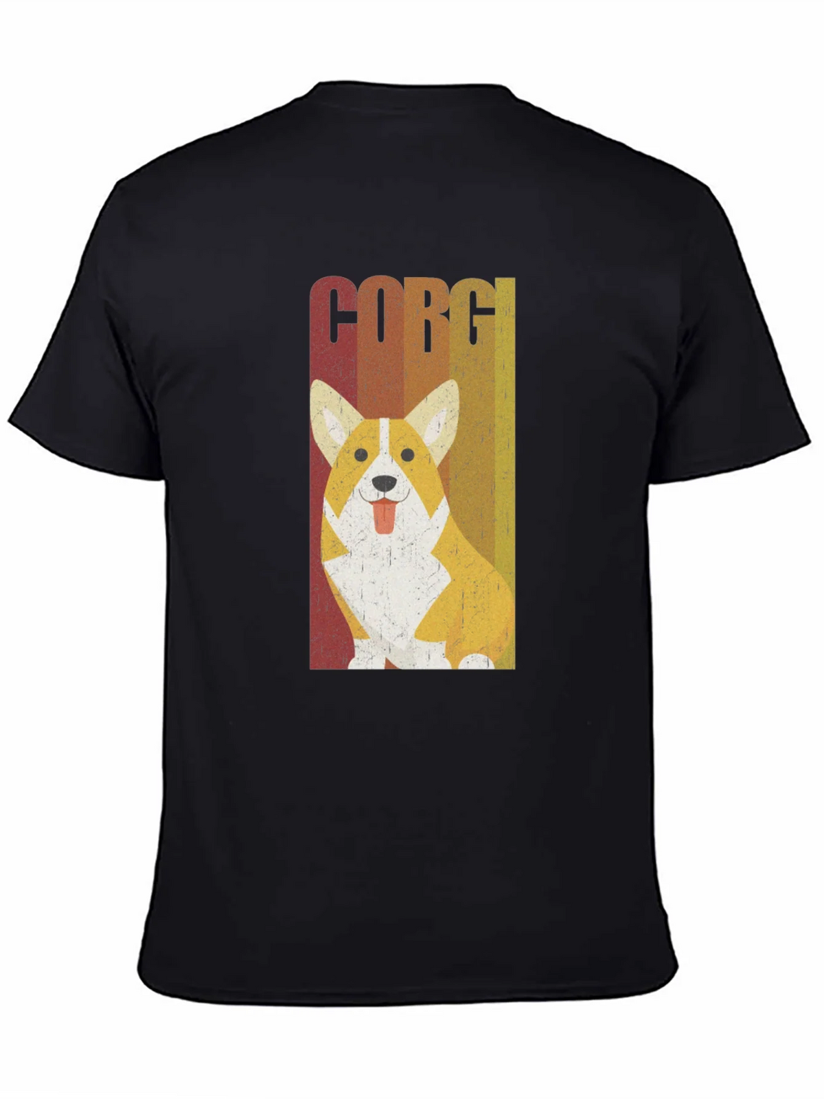 Retro Corgi Dog Graphic Tee - Mens Black T-Shirt