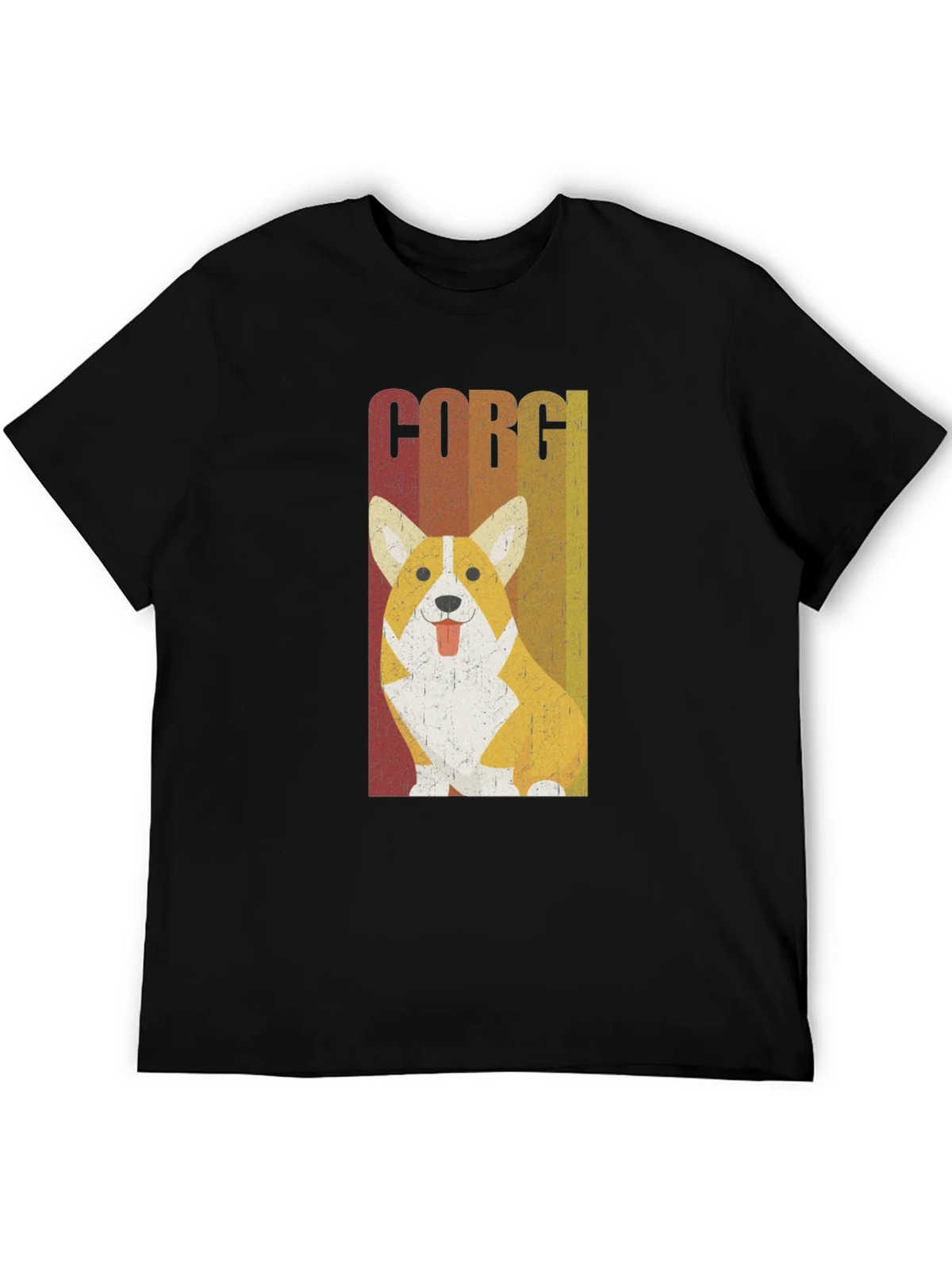 Retro Corgi Dog Graphic Tee - Mens Black T-Shirt