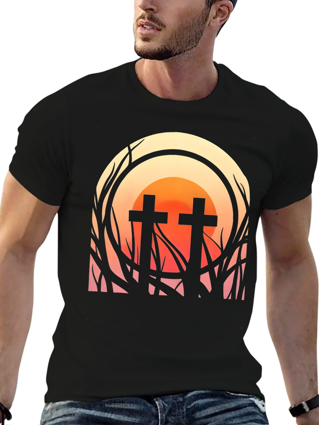 Sunset Cross Graphic Tee - Stylish Comfort