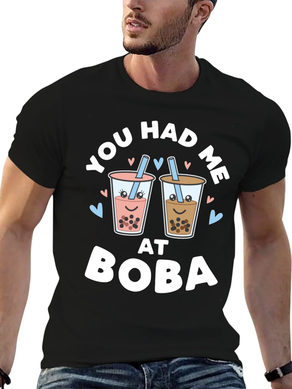 You Had Me At Boba Black Graphic Tee