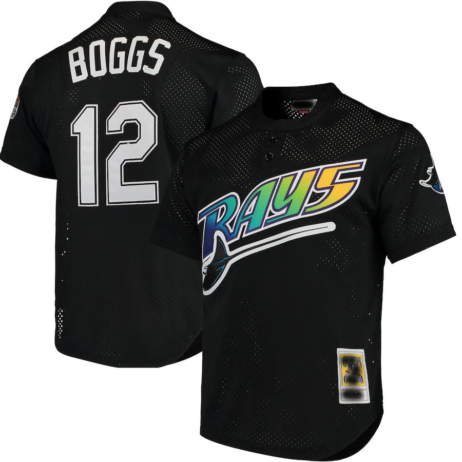 Tampa Bay Rays #12 Wade Boggs Black Cooperstown 1991 Mesh Batting Practice Jersey Baseball Jerseys