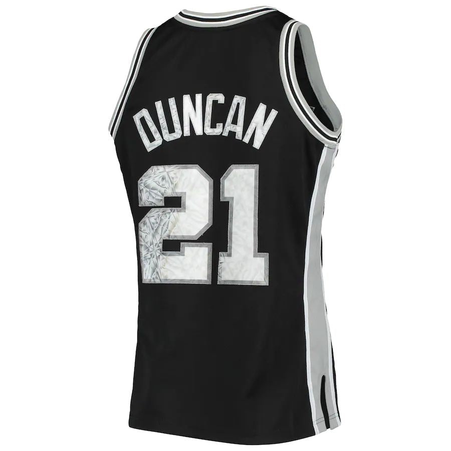 S.Antonio Spurs #21 Tim Duncan 1996-97 Hardwood Classics  75th Anniversary Diamond Swingman Jersey  Black Stitched American Basketball Jersey