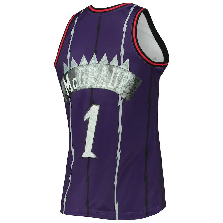 T.Raptors #1 Tracy McGrady 1996-97 Hardwood Classics  75th Anniversary Diamond Swingman Jersey Purple Stitched American Basketball Jersey