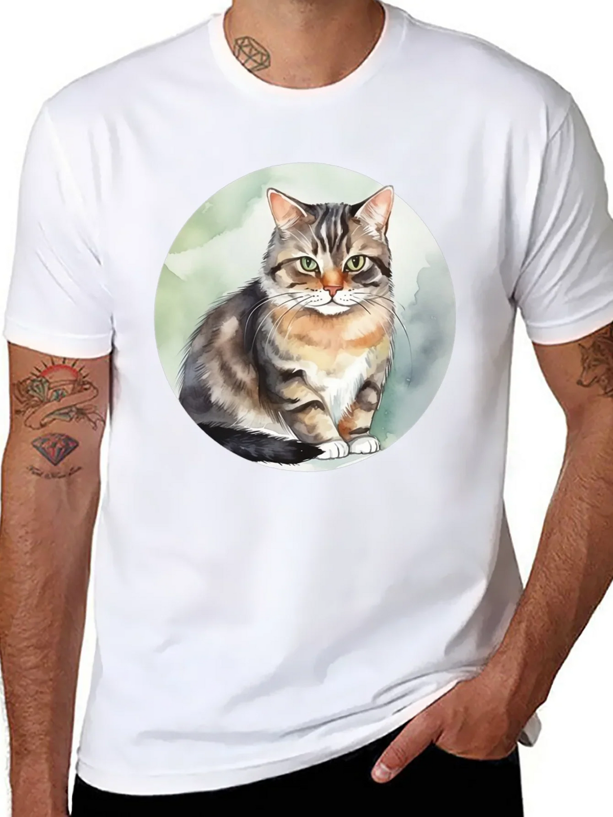 Cat Watercolor Graphic Tee - Stylish & Unique