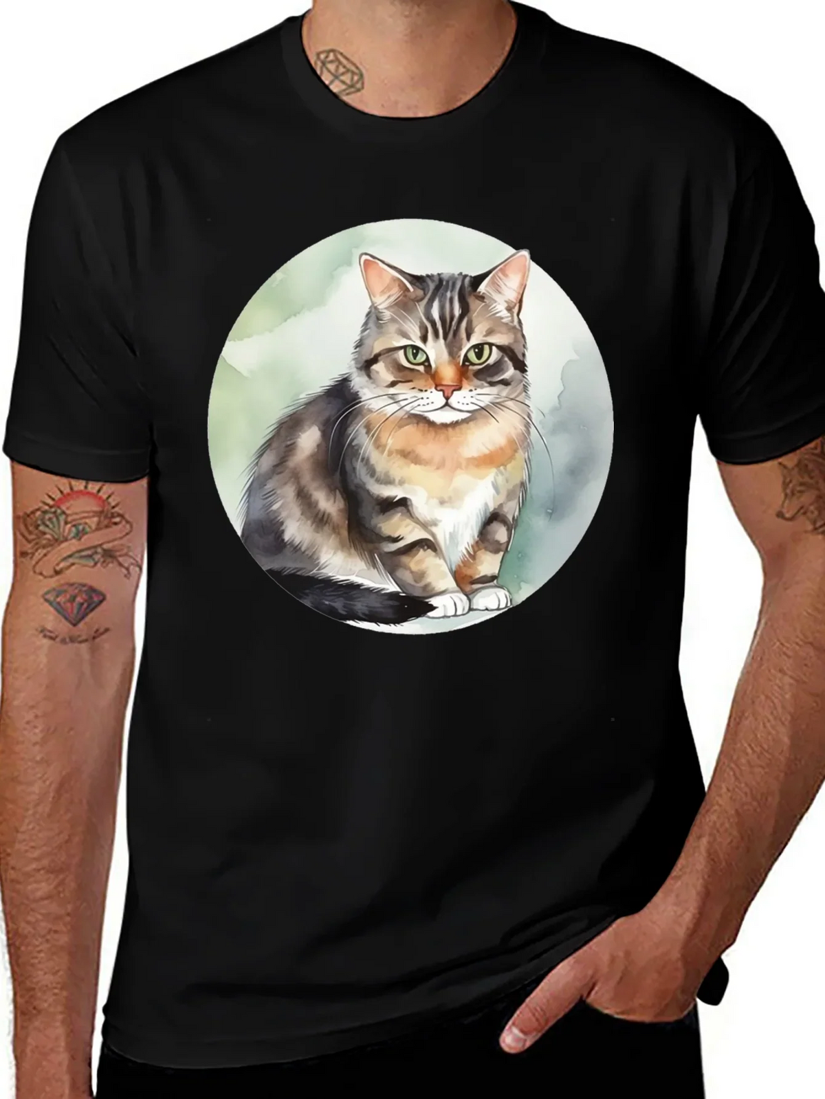Cat Watercolor Graphic Tee - Stylish & Unique