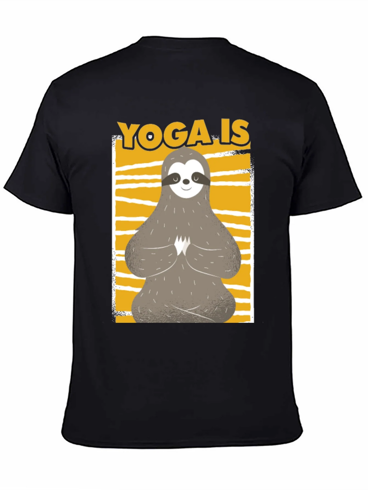 Yoga Sloth Graphic Tee - Relaxed Fit Black T-Shirt