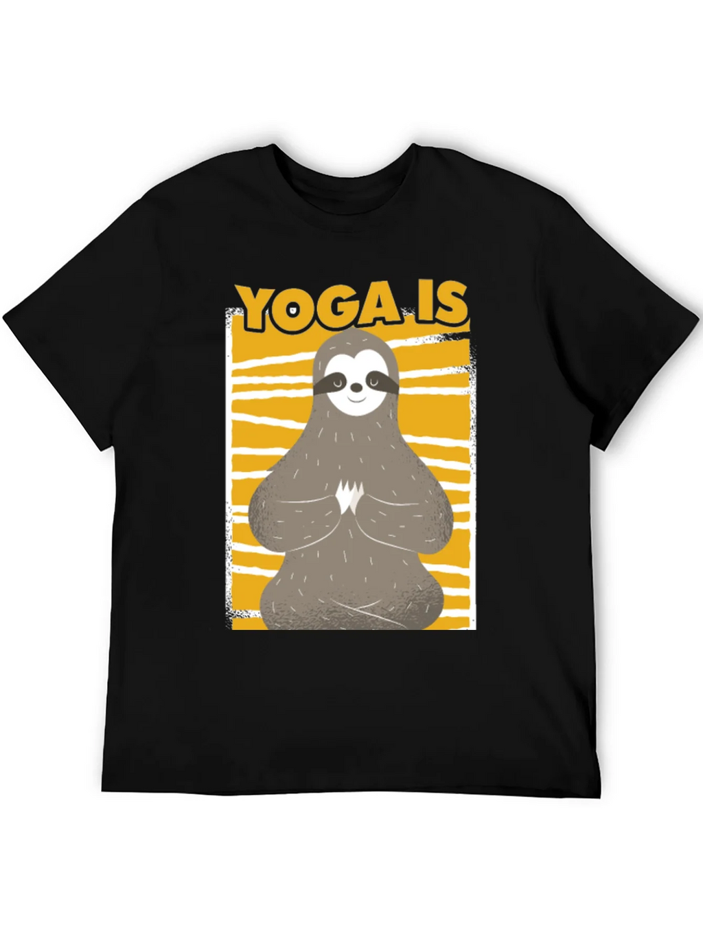 Yoga Sloth Graphic Tee - Relaxed Fit Black T-Shirt