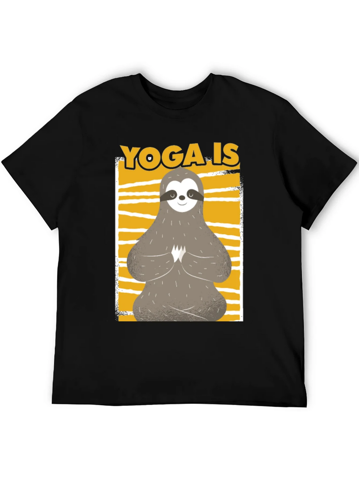 Yoga Sloth Graphic Tee - Relaxed Fit Black T-Shirt