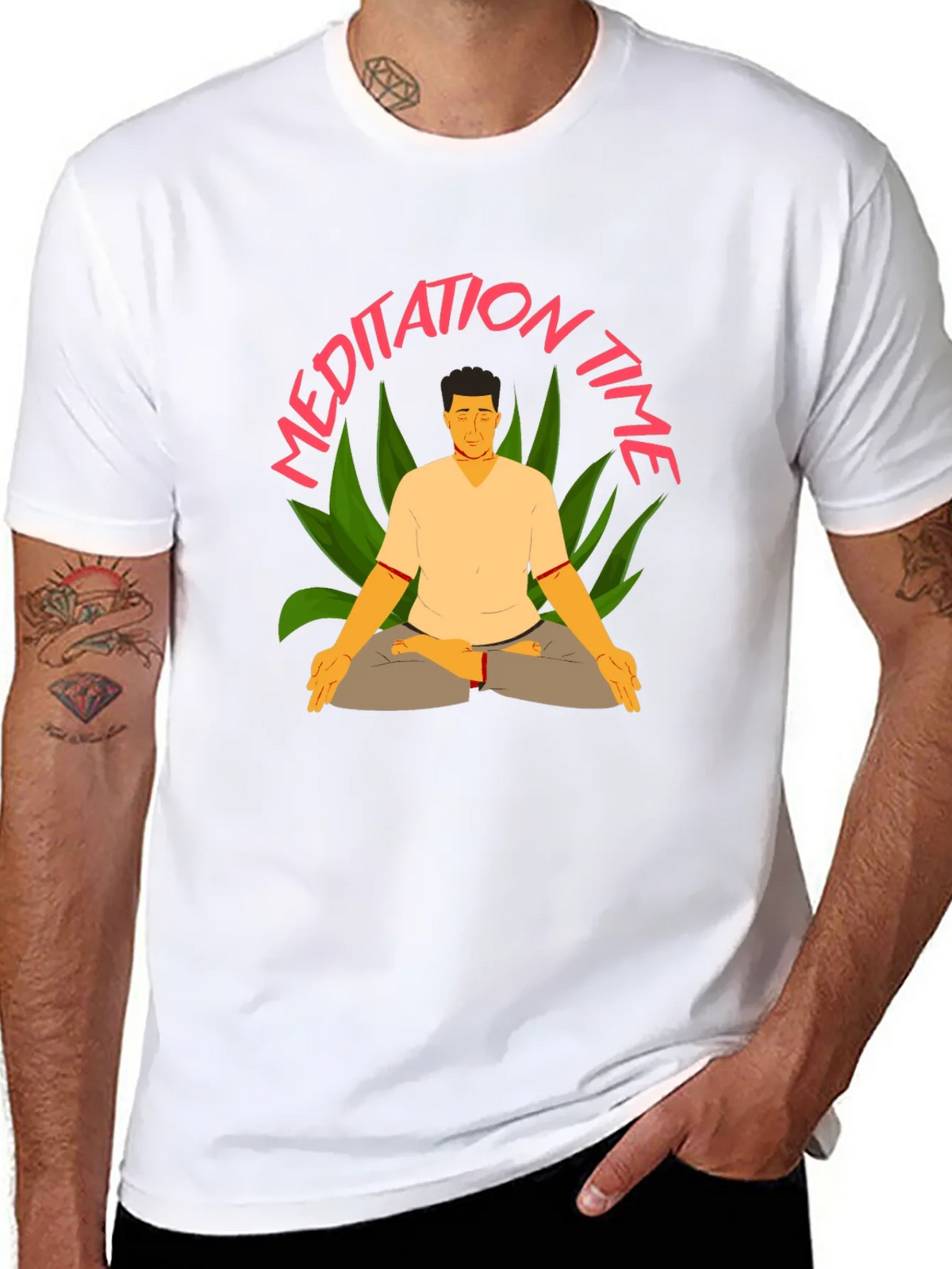 Meditation Time Black T-Shirt for Men
