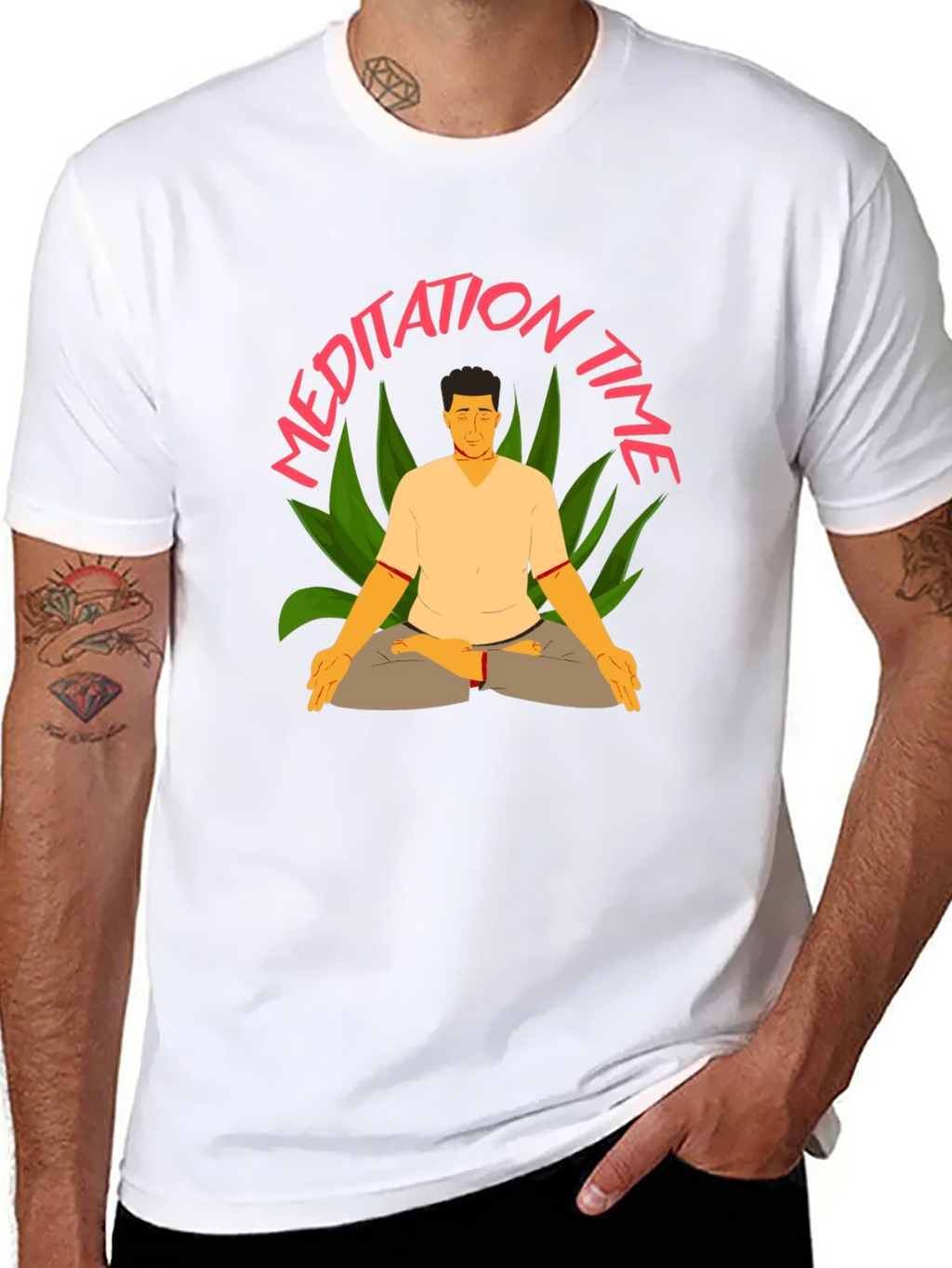Meditation Time Black T-Shirt for Men