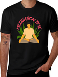 Meditation Time Black T-Shirt for Men