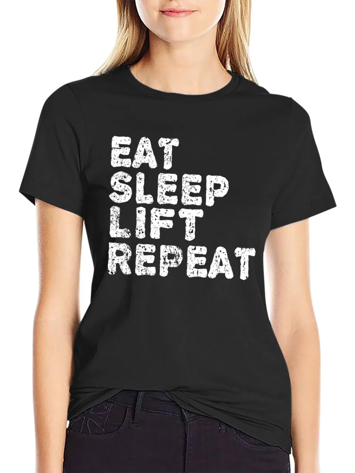 Eat Sleep Lift Repeat Black T-Shirt
