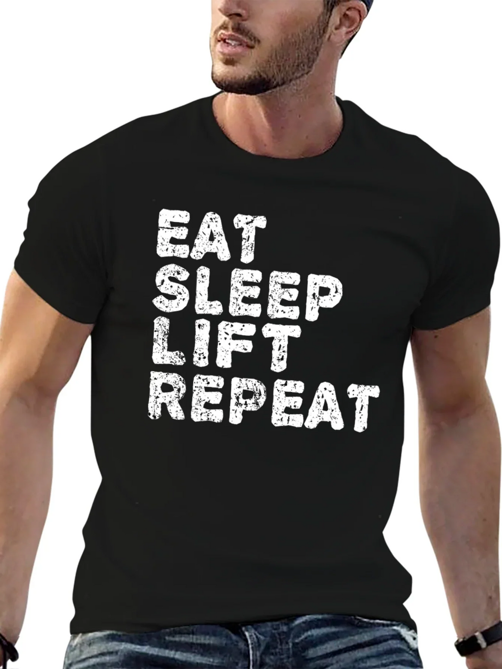 Eat Sleep Lift Repeat Black T-Shirt