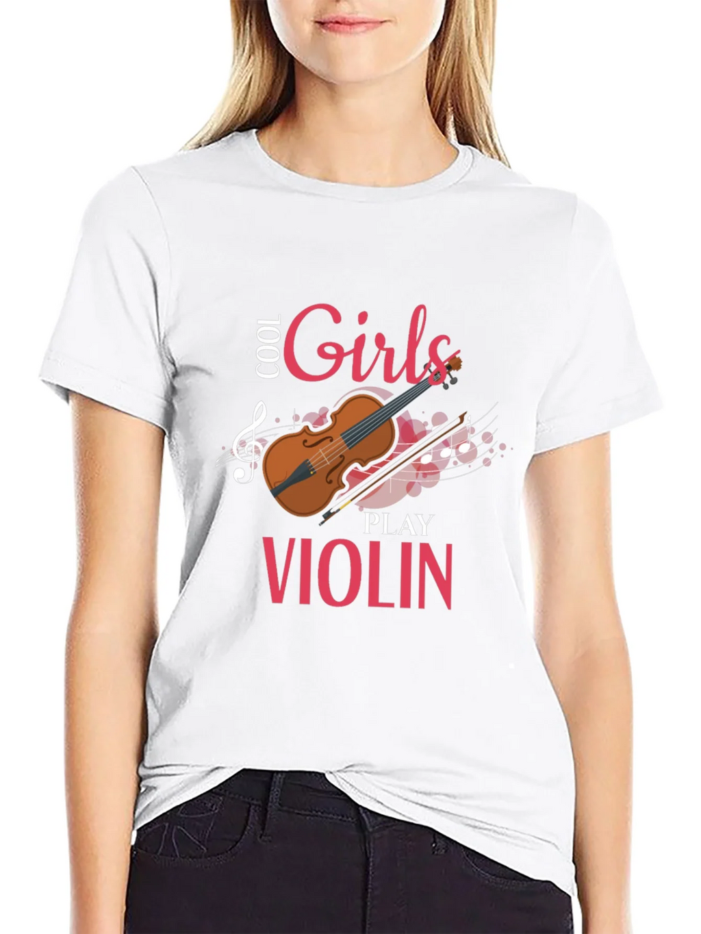 Cool Girls Play Violin Graphic Tee Shirt