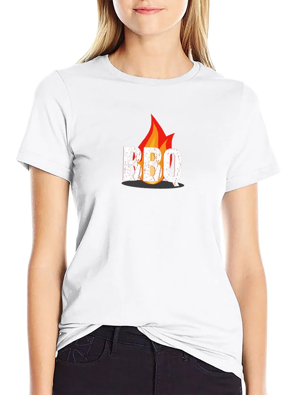 BBQ Flame Graphic Tee - Black Casual T-Shirt