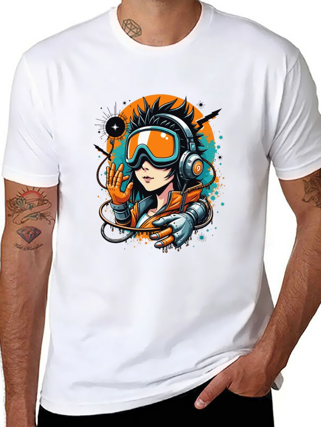 Cool Anime Girl Graphic Black T-Shirt