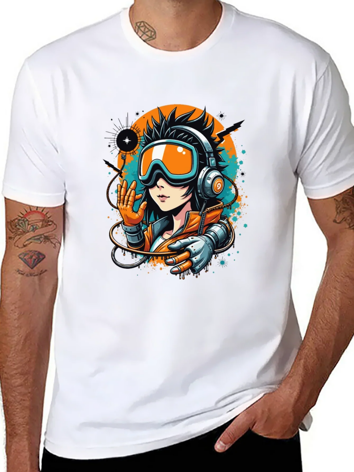 Cool Anime Girl Graphic Black T-Shirt
