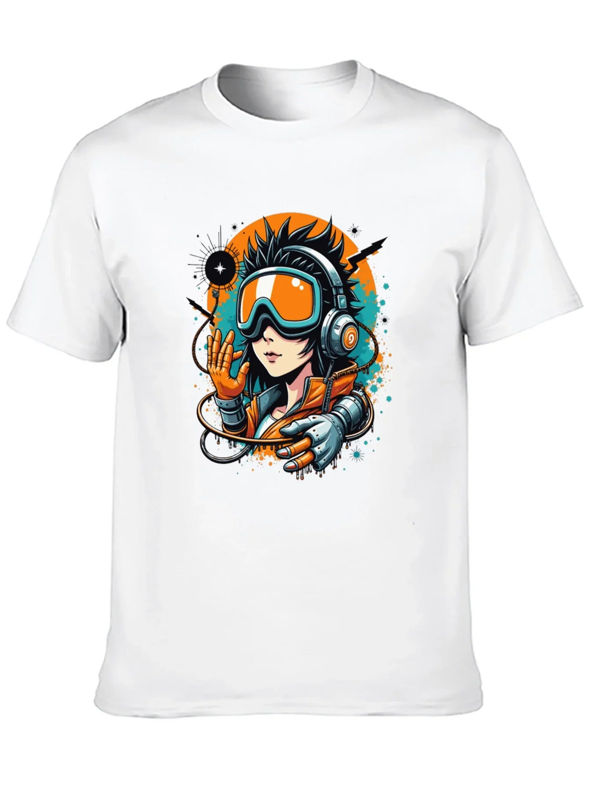 Cool Anime Girl Graphic Black T-Shirt
