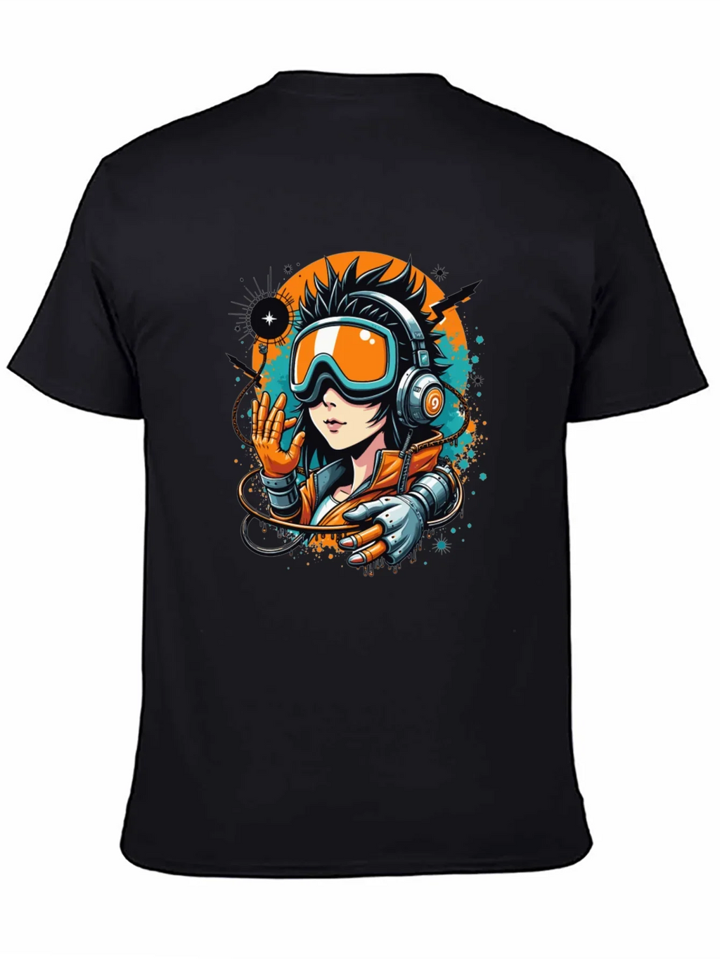 Cool Anime Girl Graphic Black T-Shirt