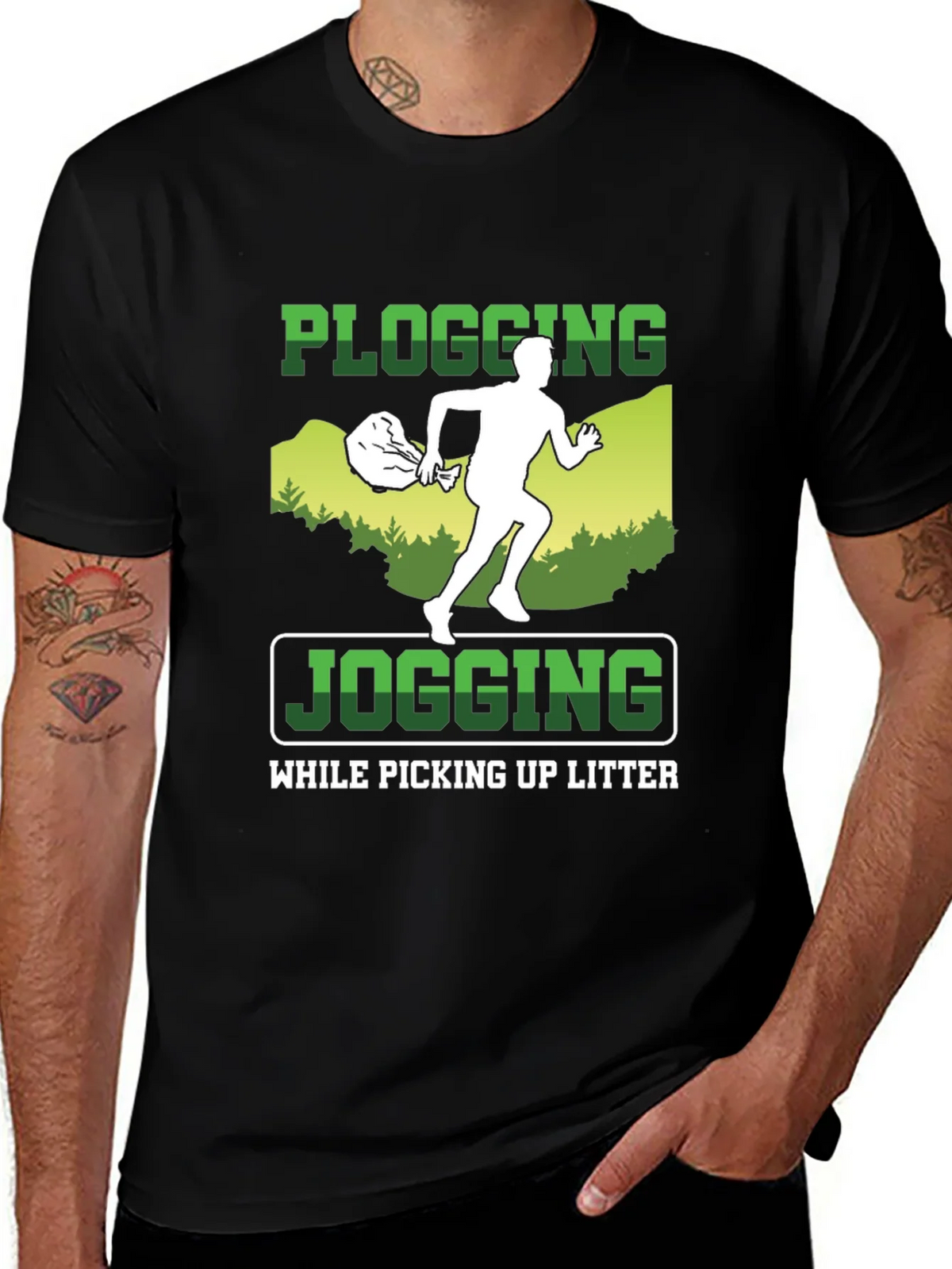 Plogging T-Shirt: Jogging While Picking Up Litter - Eco-Friendly Tee