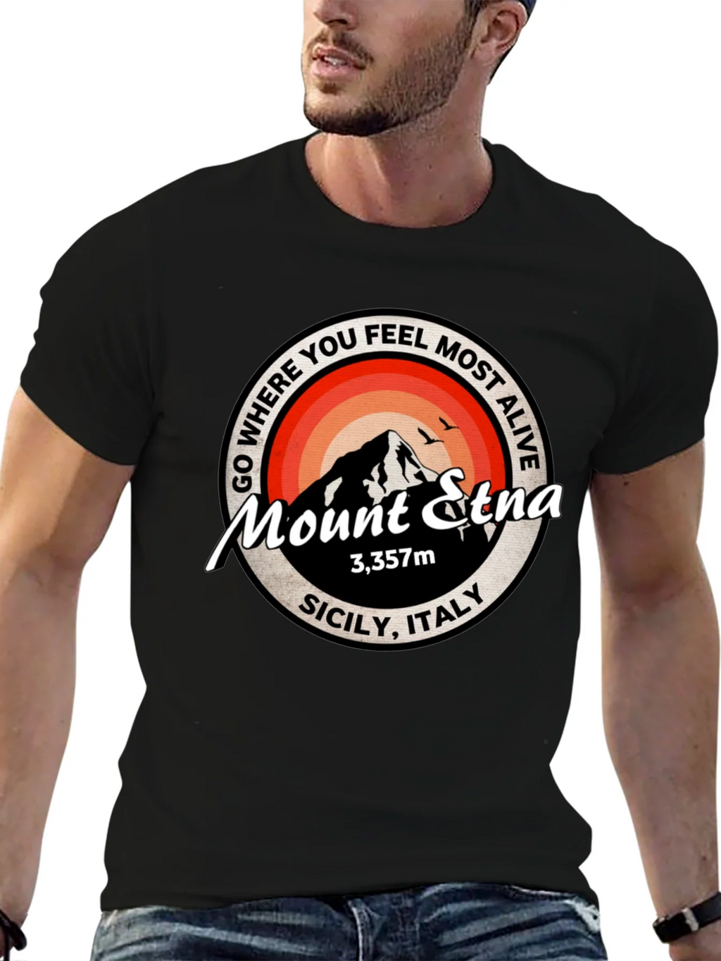 Mount Etna Graphic Tee - Sicily Italy T-Shirt