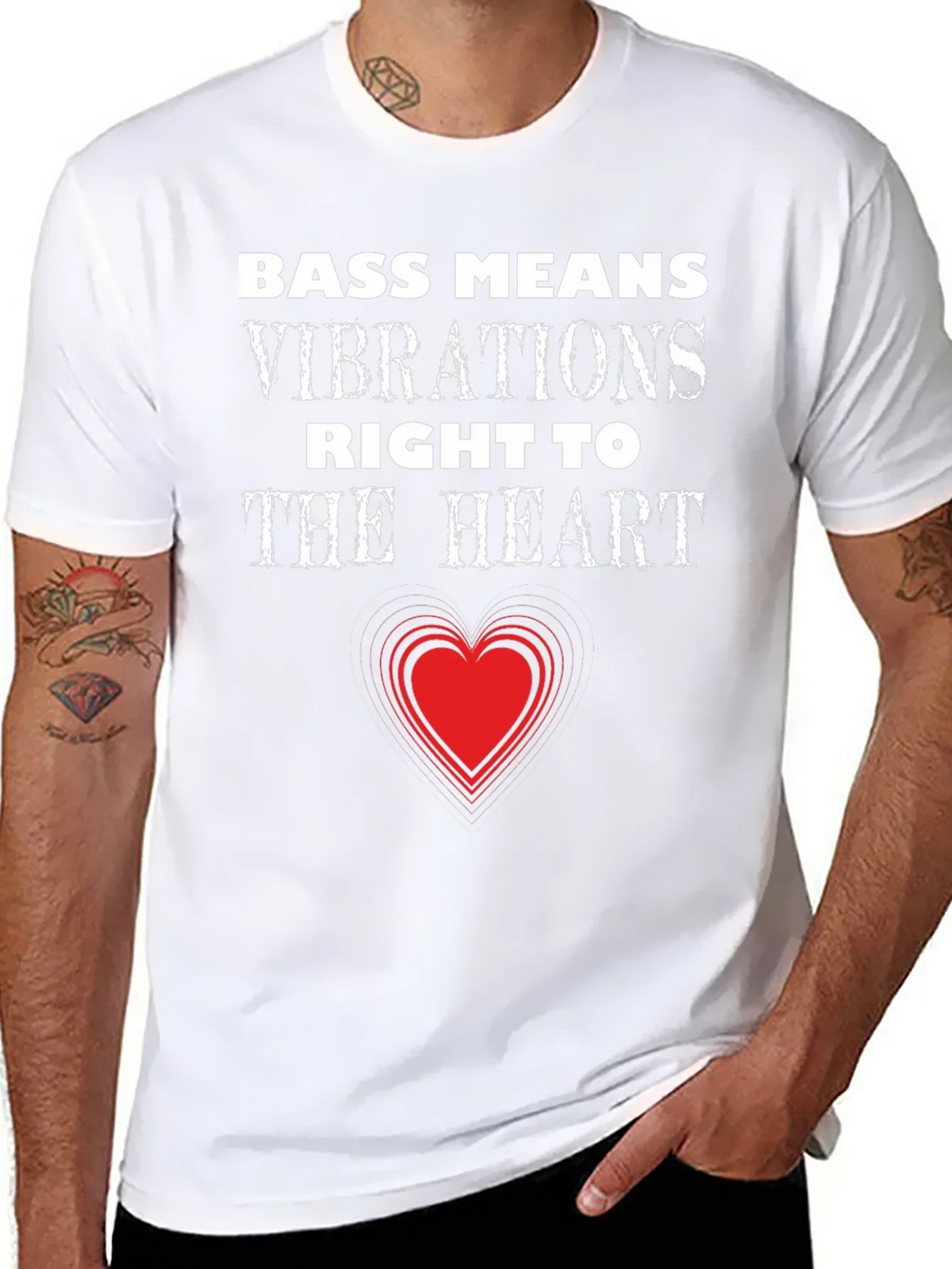 Bass Means Vibrations Heart T-Shirt
