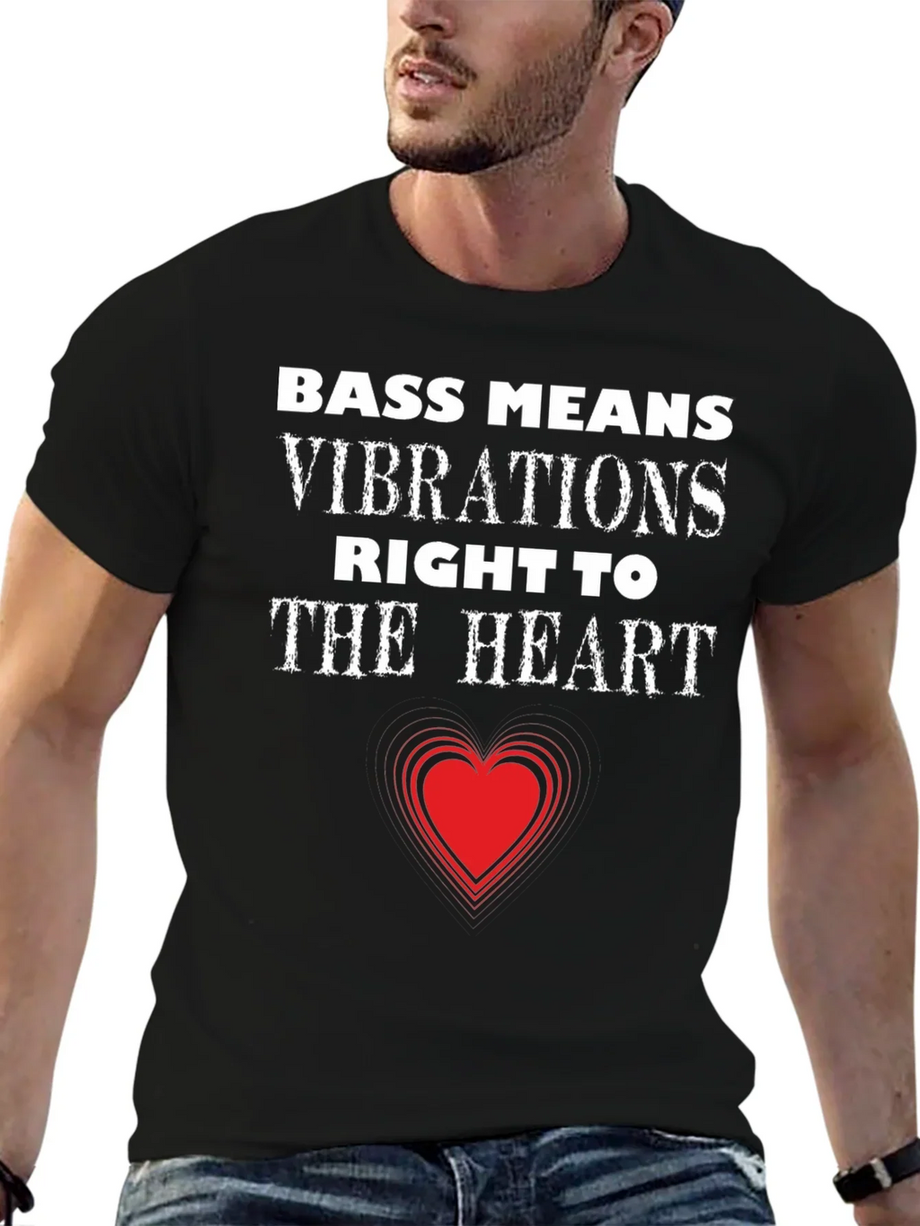 Bass Means Vibrations Heart T-Shirt