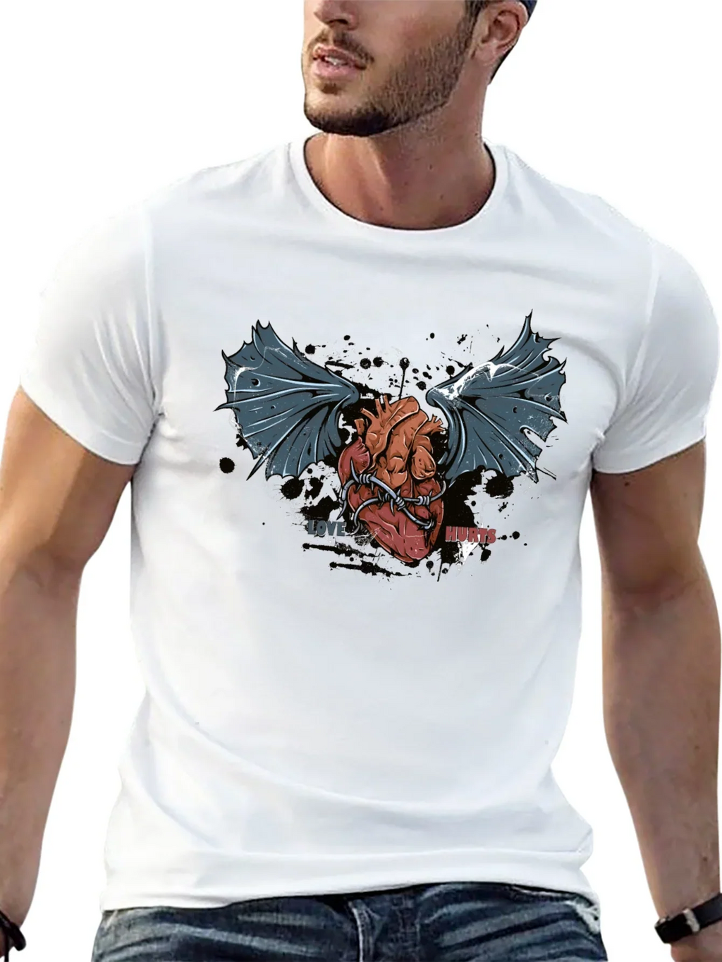 Love Hurts T-Shirt - Winged Heart Graphic Tee