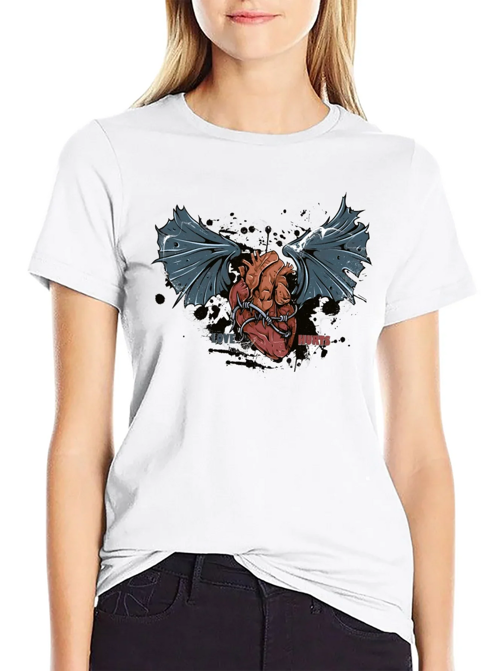 Love Hurts T-Shirt - Winged Heart Graphic Tee