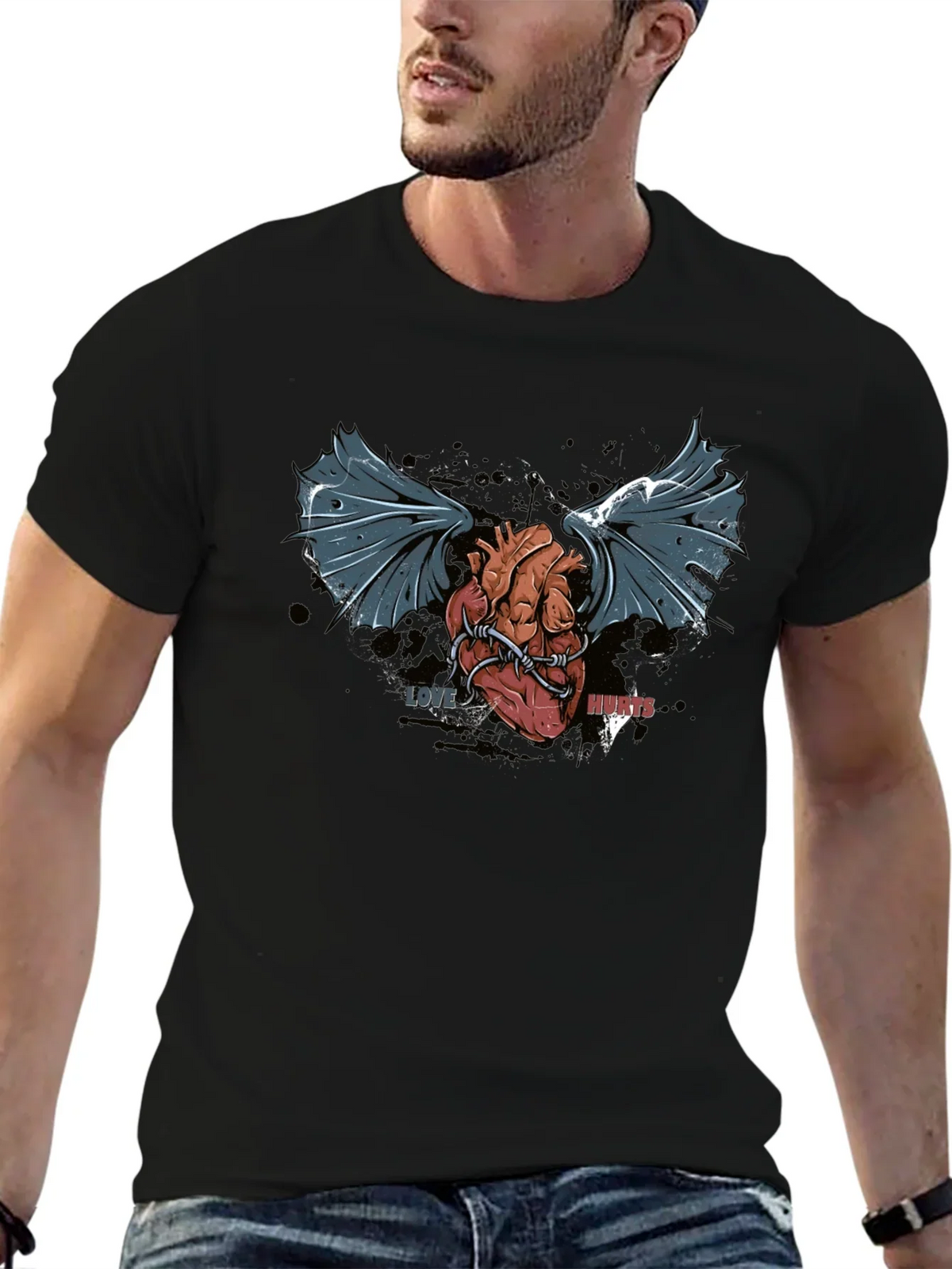 Love Hurts T-Shirt - Winged Heart Graphic Tee