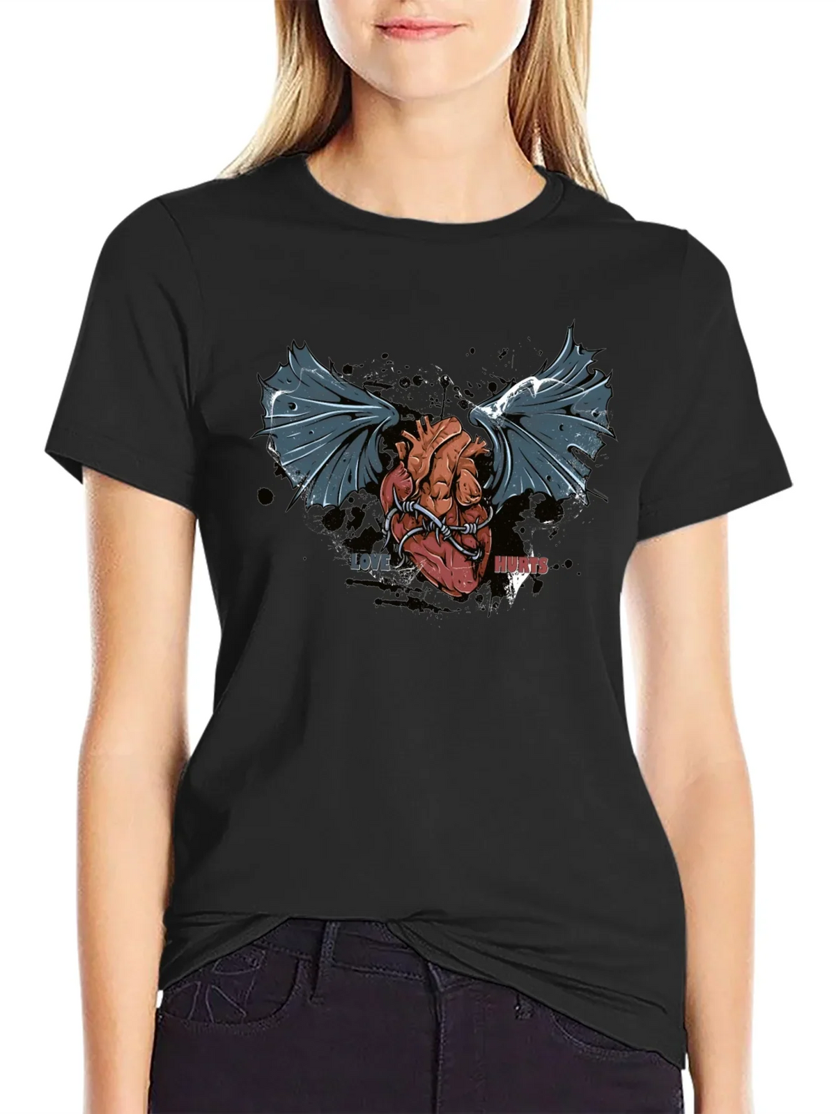 Love Hurts T-Shirt - Winged Heart Graphic Tee