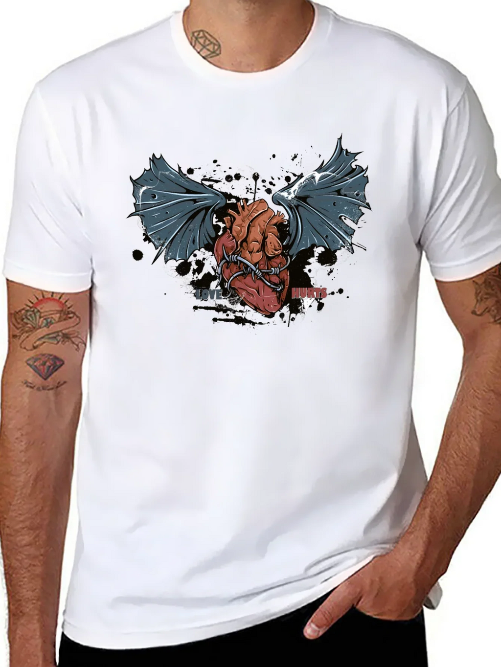 Love Hurts T-Shirt - Winged Heart Graphic Tee