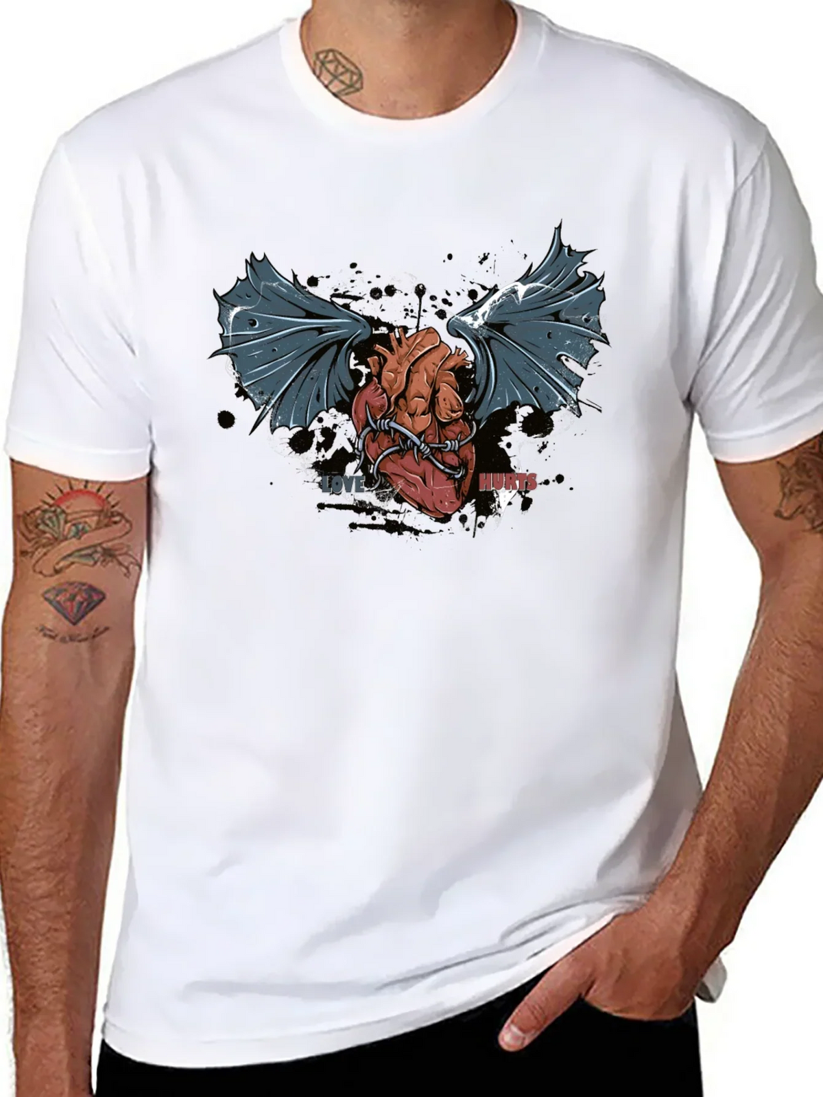 Love Hurts T-Shirt - Winged Heart Graphic Tee