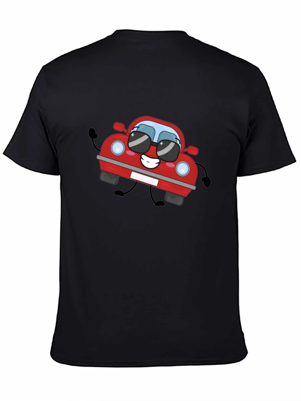 Cartoon Car Graphic T-Shirt - Black Cotton Tee
