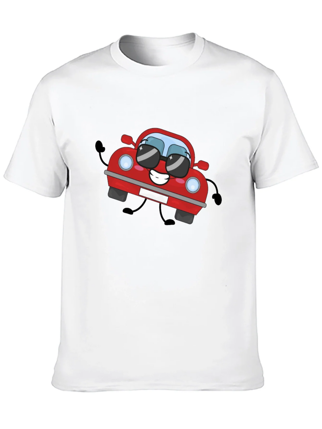 Cartoon Car Graphic T-Shirt - Black Cotton Tee