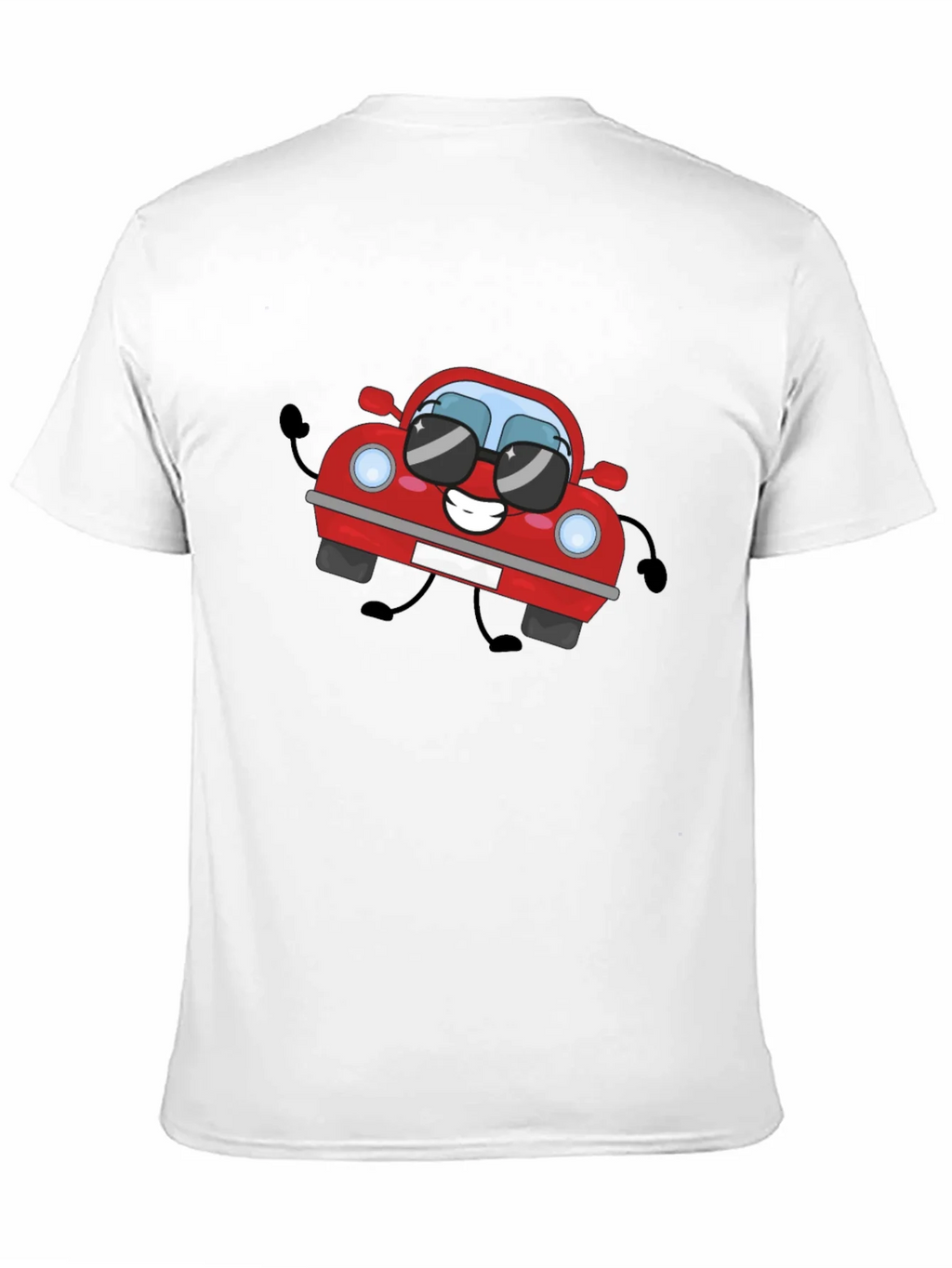 Cartoon Car Graphic T-Shirt - Black Cotton Tee
