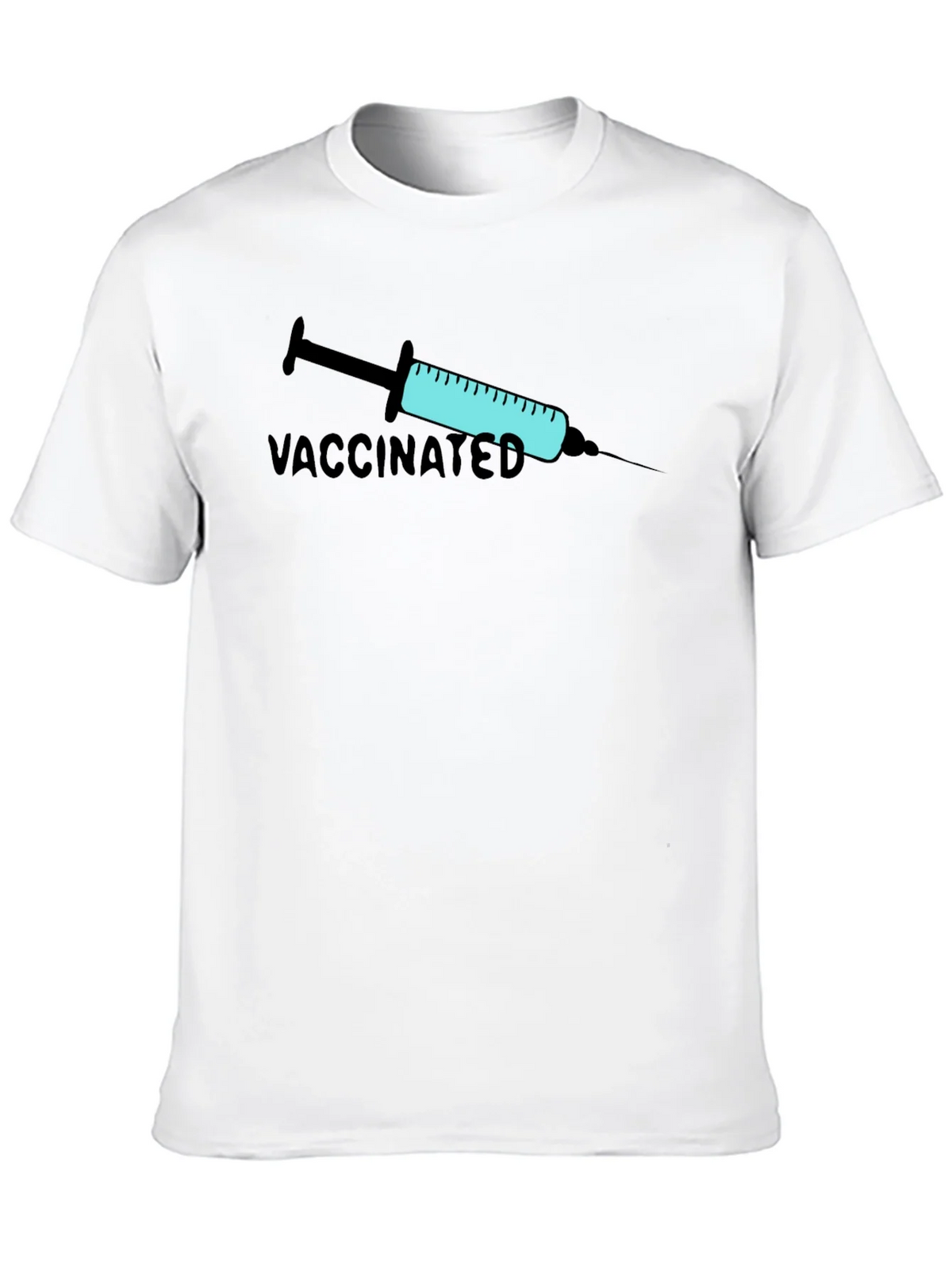 Vaccinated Graphic Print T-Shirt - Black