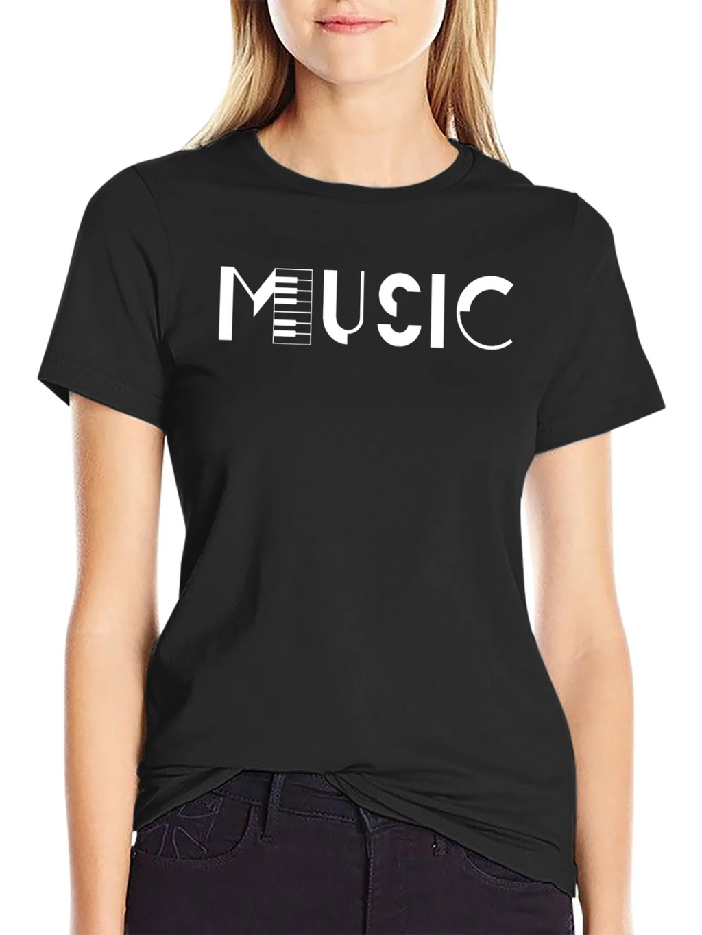 Music Inspired Black Cotton T-Shirt