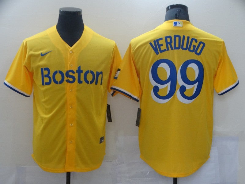 Men's Boston Red Sox Alex Verdugo #99 Yellow Replica Baseball jersey