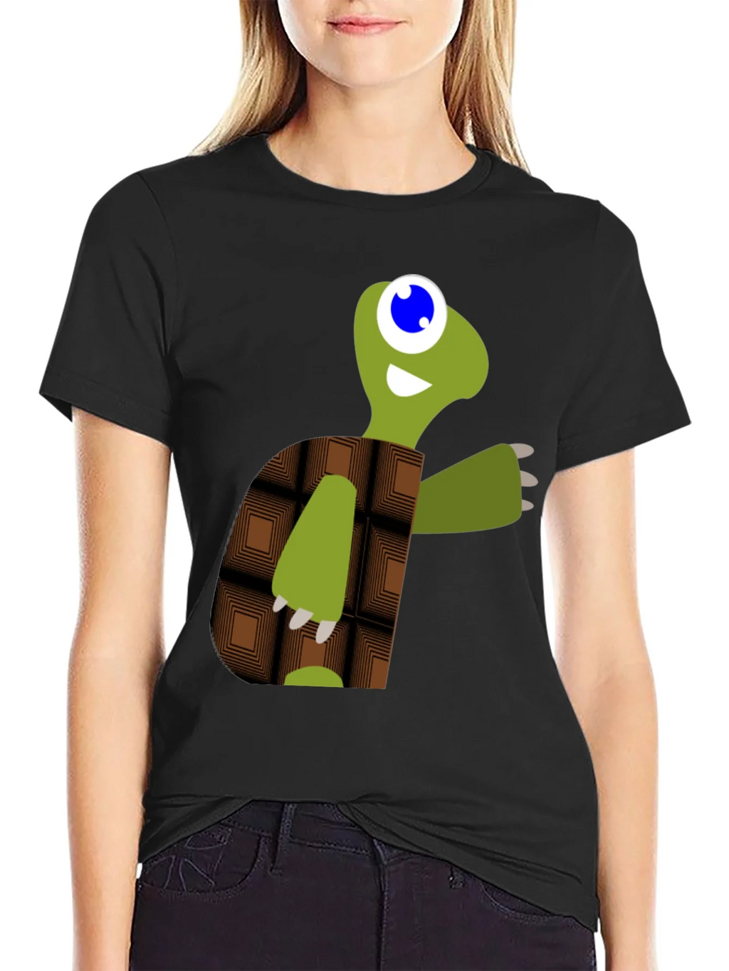 Cartoon Turtle Graphic Tee - Black Casual T-Shirt