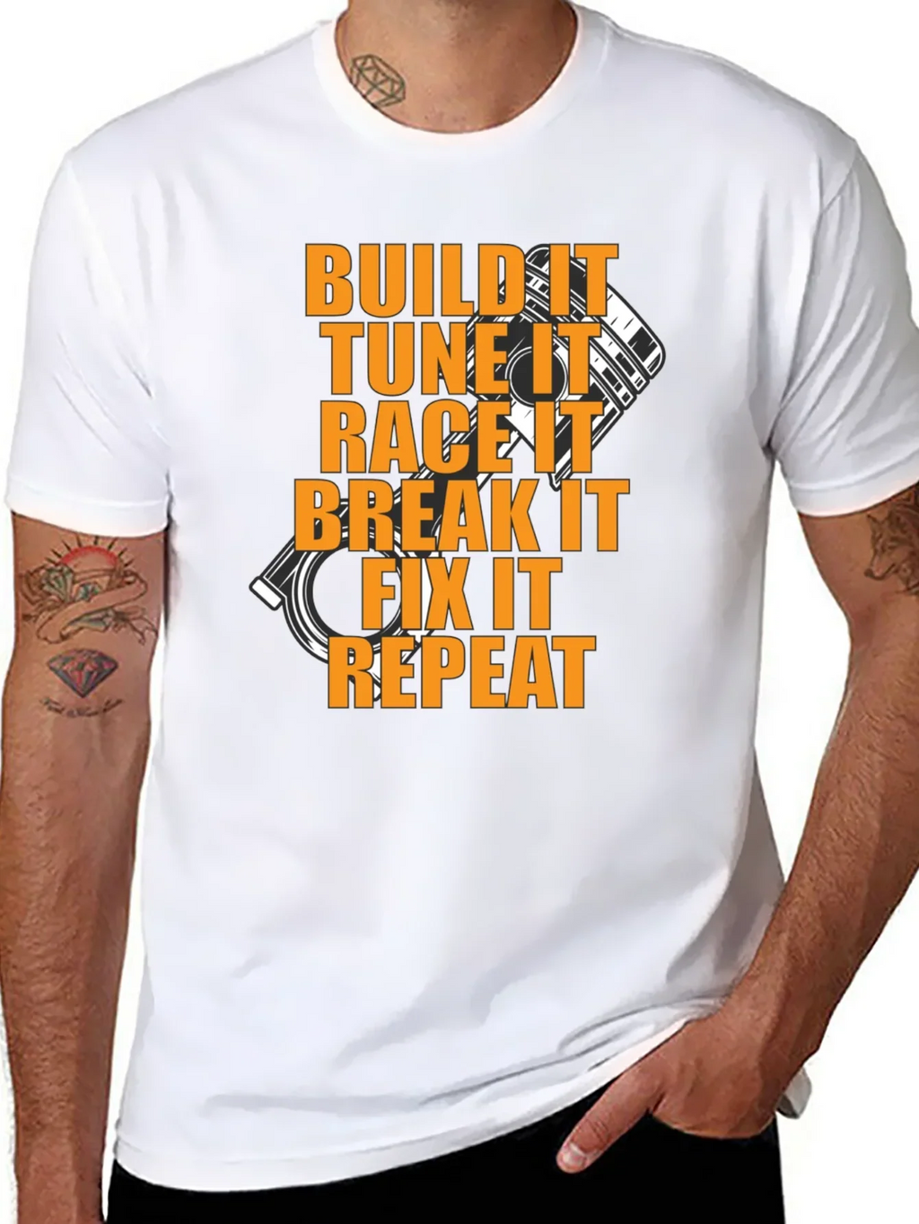 Build Tune Race Repeat Black T-Shirt