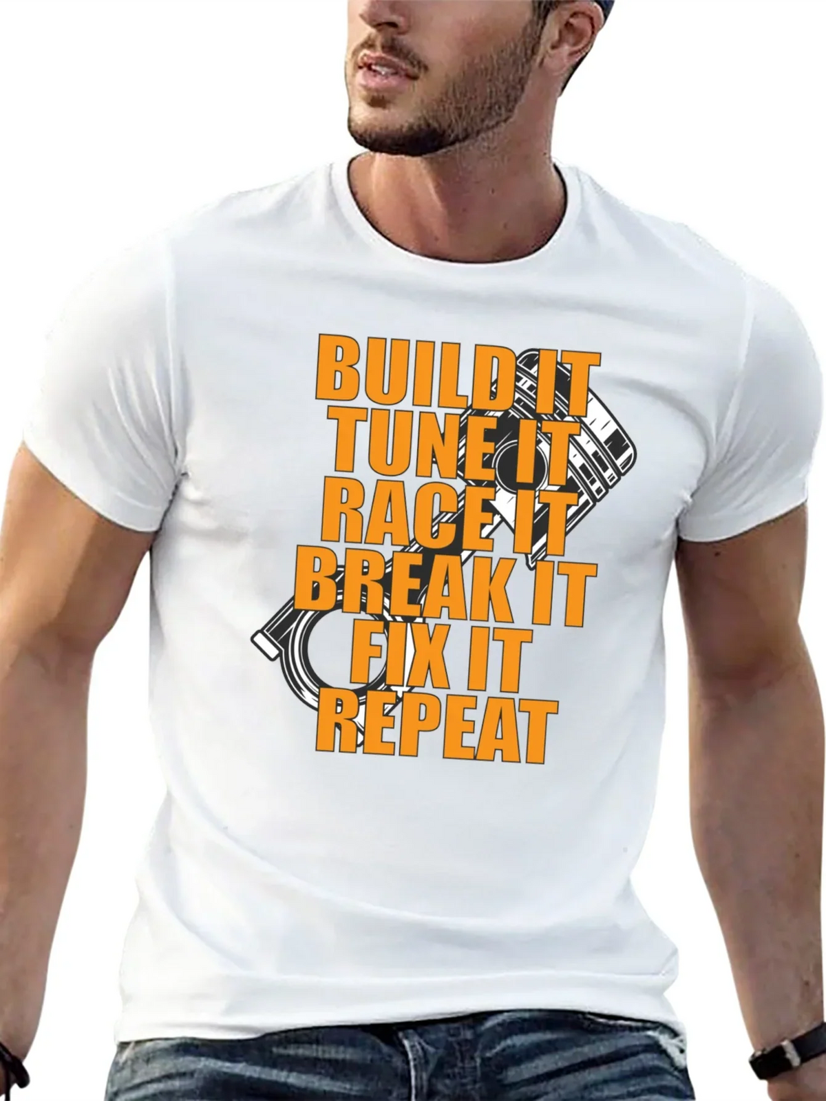 Build Tune Race Repeat Black T-Shirt