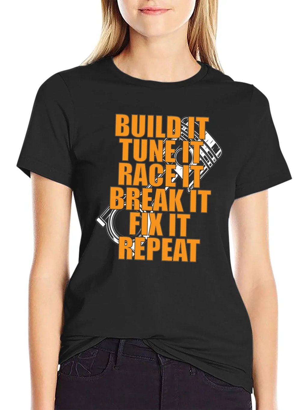 Build Tune Race Repeat Black T-Shirt