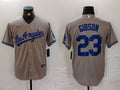 Men's Los Angeles Dodgers Kirk Gibson #23 Gray Game jersey